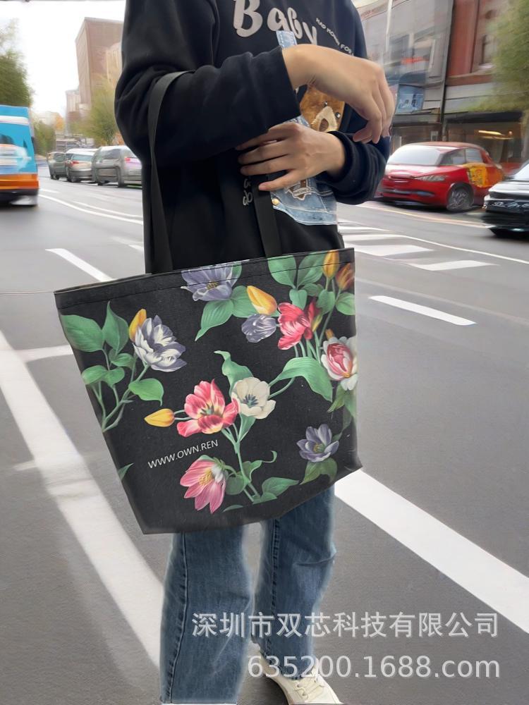 Tulip Print Canvas Bag, Women's Shoulder Bag, Floral Canvas Shopping Bag, Souvenir Tote Bag