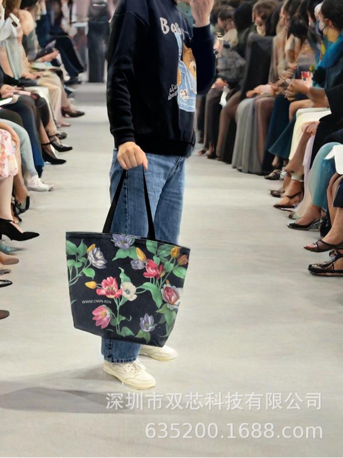 Tulip Print Canvas Bag, Women's Shoulder Bag, Floral Canvas Shopping Bag, Souvenir Tote Bag