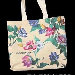 Japanese Feiler Tulip Print Canvas Bag Women's Shoulder Bag Flower Canvas Shopping Bag