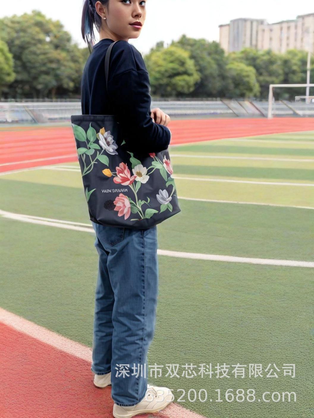 Japanese Feiler Tulip Print Canvas Bag Women's Shoulder Bag Flower Canvas Shopping Bag